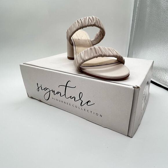 Journee Collection Sandals Womens 8.5 Off‎ White Vidda Leather MSRP $149 NEW - Picture 6 of 14
